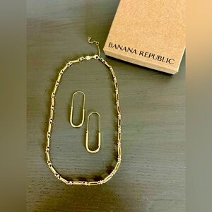 Banana Republic Paperclip Chain Necklace and Earring Set